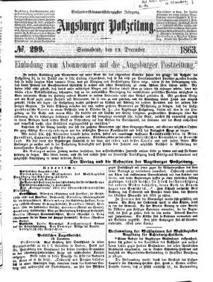 Augsburger Postzeitung Samstag 19. Dezember 1863