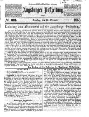 Augsburger Postzeitung Dienstag 22. Dezember 1863