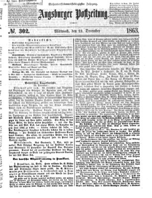 Augsburger Postzeitung Mittwoch 23. Dezember 1863