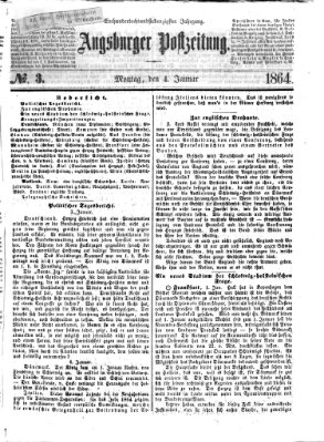 Augsburger Postzeitung Montag 4. Januar 1864