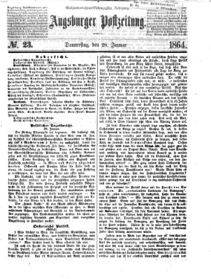 Augsburger Postzeitung Donnerstag 28. Januar 1864