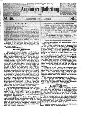 Augsburger Postzeitung Donnerstag 4. Februar 1864