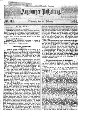 Augsburger Postzeitung Mittwoch 10. Februar 1864