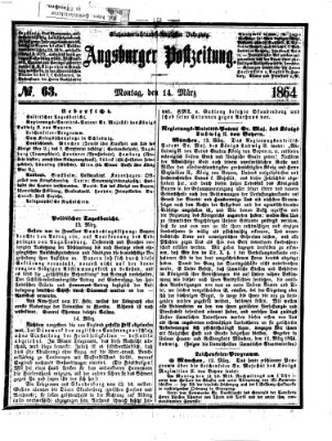 Augsburger Postzeitung Montag 14. März 1864