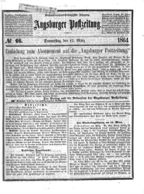 Augsburger Postzeitung Donnerstag 17. März 1864