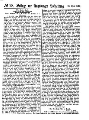 Augsburger Postzeitung Mittwoch 13. April 1864