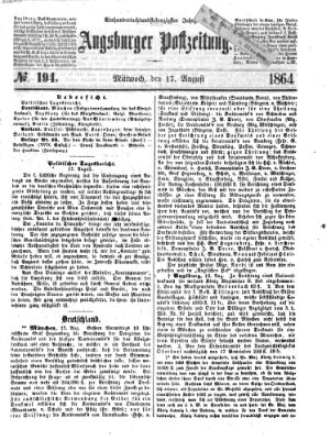 Augsburger Postzeitung Mittwoch 17. August 1864