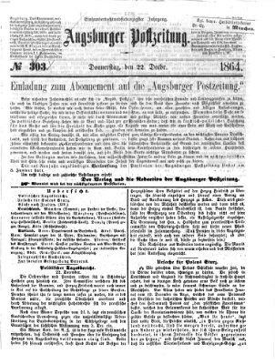 Augsburger Postzeitung Donnerstag 22. Dezember 1864