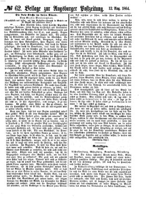 Augsburger Postzeitung Freitag 12. August 1864