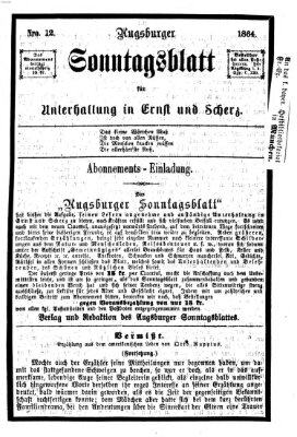 Augsburger Sonntagsblatt für Unterhaltung in Ernst und Scherz (Augsburger Postzeitung) Sonntag 20. März 1864