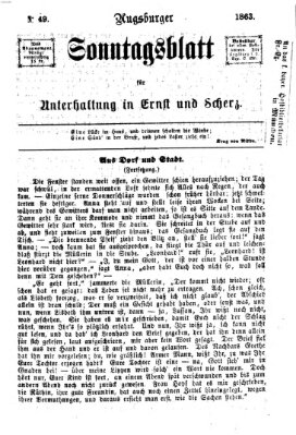 Augsburger Sonntagsblatt für Unterhaltung in Ernst und Scherz (Augsburger Postzeitung) Sonntag 6. Dezember 1863