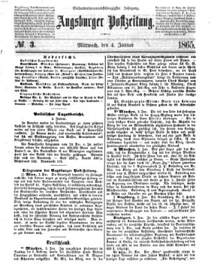 Augsburger Postzeitung Mittwoch 4. Januar 1865