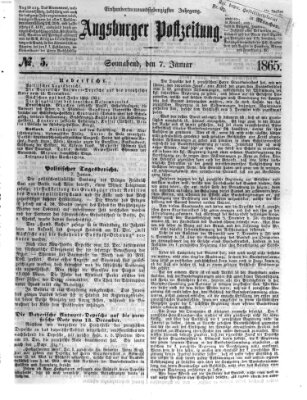 Augsburger Postzeitung Samstag 7. Januar 1865