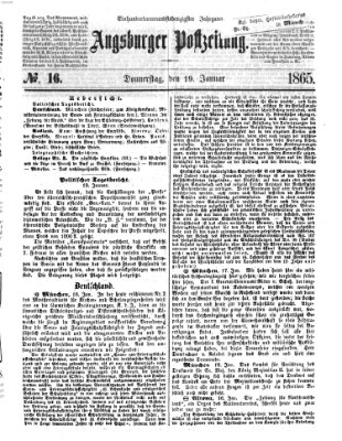 Augsburger Postzeitung Donnerstag 19. Januar 1865