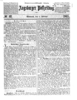 Augsburger Postzeitung Mittwoch 1. Februar 1865