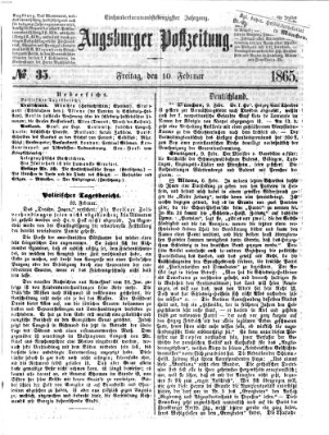 Augsburger Postzeitung Freitag 10. Februar 1865