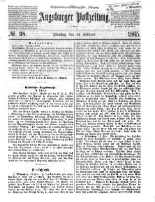 Augsburger Postzeitung Dienstag 14. Februar 1865