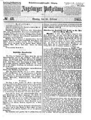 Augsburger Postzeitung Montag 20. Februar 1865