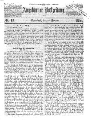 Augsburger Postzeitung Samstag 25. Februar 1865