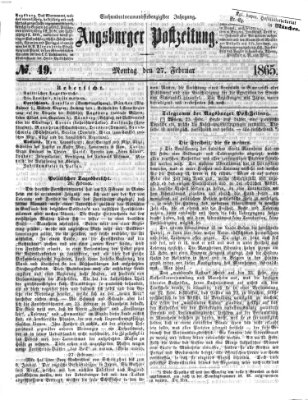 Augsburger Postzeitung Montag 27. Februar 1865