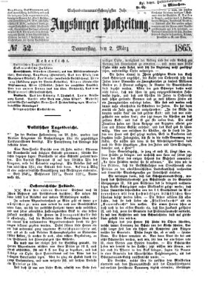 Augsburger Postzeitung Donnerstag 2. März 1865