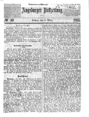 Augsburger Postzeitung Freitag 3. März 1865
