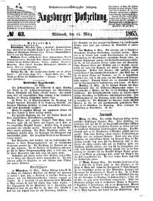 Augsburger Postzeitung Mittwoch 15. März 1865