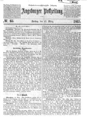 Augsburger Postzeitung Freitag 17. März 1865