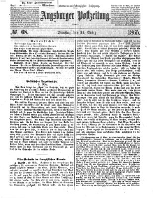 Augsburger Postzeitung Dienstag 21. März 1865