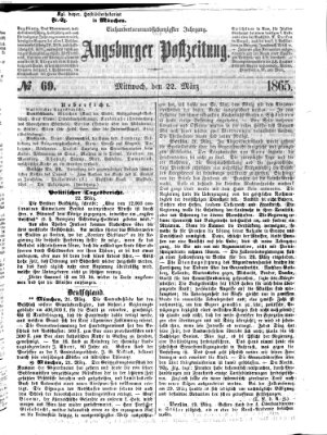 Augsburger Postzeitung Mittwoch 22. März 1865