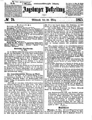 Augsburger Postzeitung Mittwoch 29. März 1865