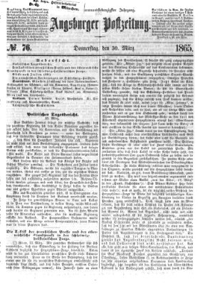 Augsburger Postzeitung Donnerstag 30. März 1865