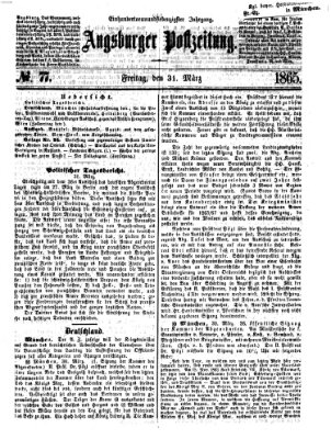 Augsburger Postzeitung Freitag 31. März 1865