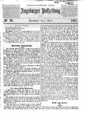 Augsburger Postzeitung Samstag 1. April 1865