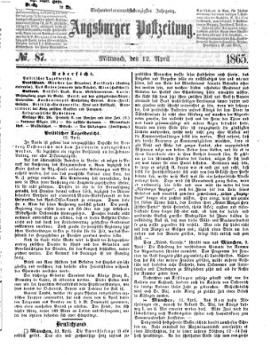 Augsburger Postzeitung Mittwoch 12. April 1865