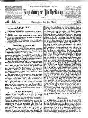 Augsburger Postzeitung Donnerstag 20. April 1865