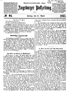 Augsburger Postzeitung Freitag 21. April 1865
