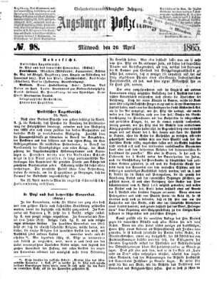 Augsburger Postzeitung Mittwoch 26. April 1865