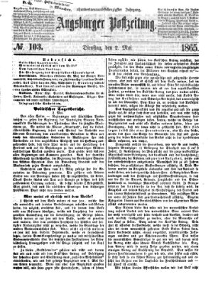 Augsburger Postzeitung Dienstag 2. Mai 1865