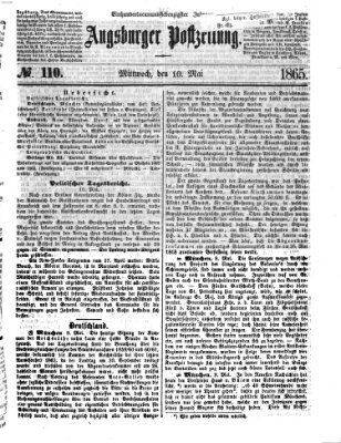 Augsburger Postzeitung Mittwoch 10. Mai 1865