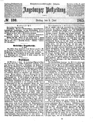 Augsburger Postzeitung Freitag 2. Juni 1865