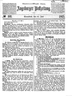 Augsburger Postzeitung Samstag 10. Juni 1865