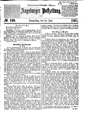 Augsburger Postzeitung Donnerstag 22. Juni 1865