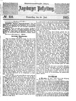 Augsburger Postzeitung Donnerstag 29. Juni 1865