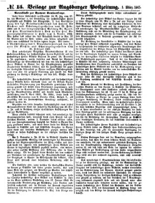 Augsburger Postzeitung Mittwoch 1. März 1865