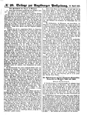 Augsburger Postzeitung Samstag 29. April 1865