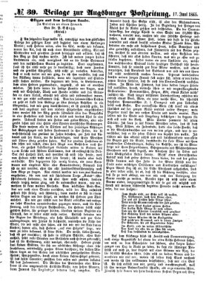 Augsburger Postzeitung Samstag 17. Juni 1865