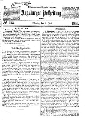 Augsburger Postzeitung Montag 3. Juli 1865