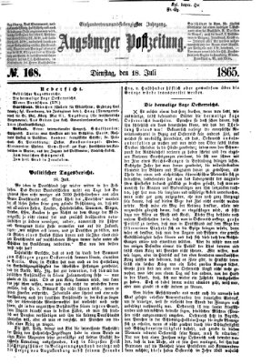 Augsburger Postzeitung Dienstag 18. Juli 1865