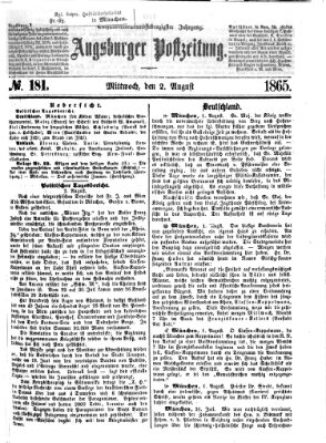 Augsburger Postzeitung Mittwoch 2. August 1865